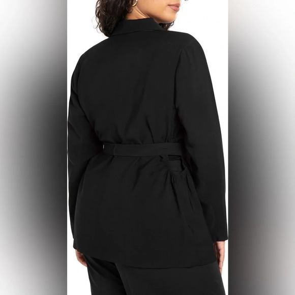 NWT ELOQUII Belted Cutout Detail Blazer Black Size 18 - Picture 2 of 12